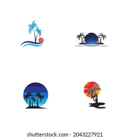 Plantilla de logotipo de verano de árbol de palma ilustración vectorial