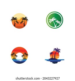 Palm tree summer logo template vector illustration