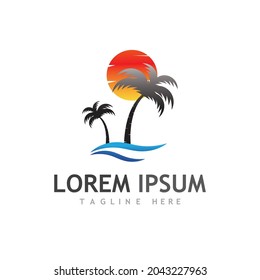 Palm tree summer logo template vector illustration