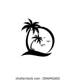 Palm tree summer logo template vector illustration