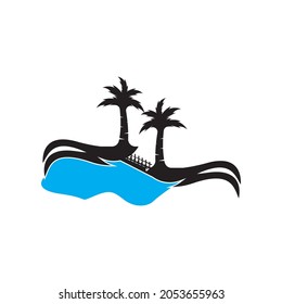 Palm tree summer logo template vector illustration