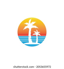 Palm tree summer logo template vector illustration