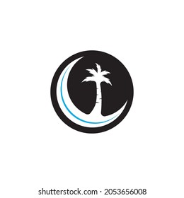 Palm tree summer logo template vector illustration