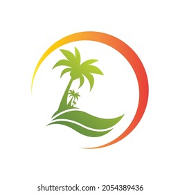 Palm tree summer logo template vector