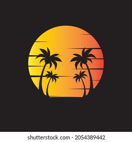 Palm tree summer logo template vector
