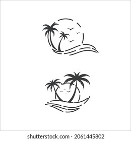 Palm tree summer logo template vector illustration