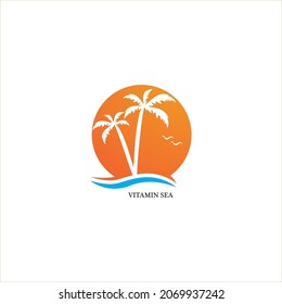 Palm tree summer logo template vector illustration