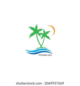 Plantilla de logotipo de verano de árbol de palma ilustración vectorial