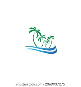 Palm tree summer logo template vector illustration