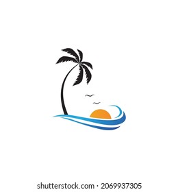Palm tree summer logo template vector illustration