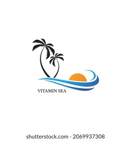 Plantilla de logotipo de verano de árbol de palma ilustración vectorial