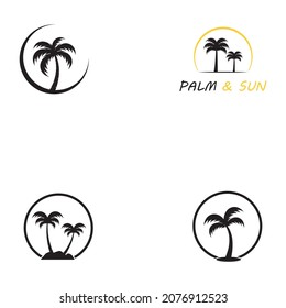 Palm tree summer logo template vector illustration