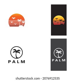 Palm tree summer logo template vector illustration