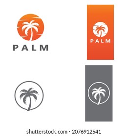 Palm tree summer logo template vector illustration