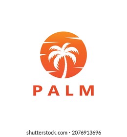 Palm tree summer logo template vector illustration