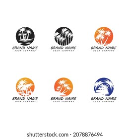 Palm tree summer logo template vector illustration