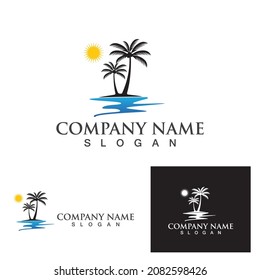 Palm tree summer logo template vector illustration