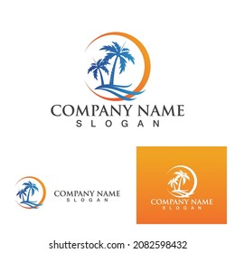 Palm tree summer logo template vector illustration