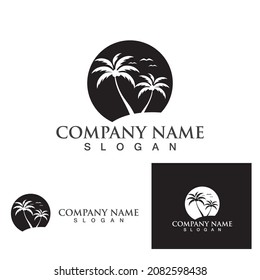 Plantilla de logotipo de verano de árbol de palma ilustración vectorial