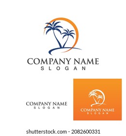 Plantilla de logotipo de verano de árbol de palma ilustración vectorial