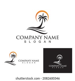 Palm tree summer logo template vector illustration