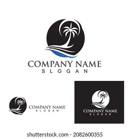 Plantilla de logotipo de verano de árbol de palma ilustración vectorial