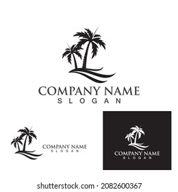 Plantilla de logotipo de verano de árbol de palma ilustración vectorial