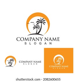 Plantilla de logotipo de verano de árbol de palma ilustración vectorial
