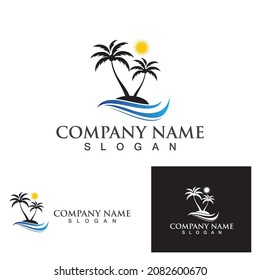 Palm tree summer logo template vector illustration