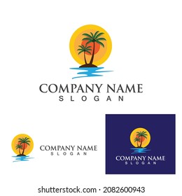 Palm tree summer logo template vector illustration