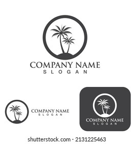 Plantilla de logotipo de verano de árbol de palma ilustración vectorial
