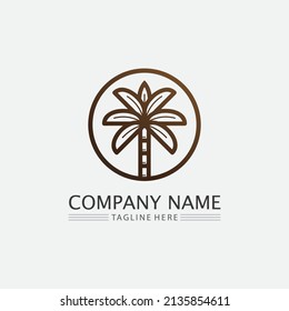 Plantilla de logotipo de verano de árbol de palma ilustración vectorial