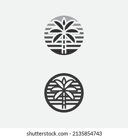 Palm tree summer logo template vector illustration