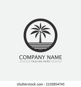 Palm tree summer logo template vector illustration