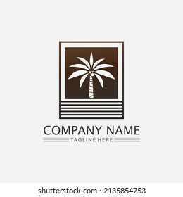 Palm tree summer logo template vector illustration