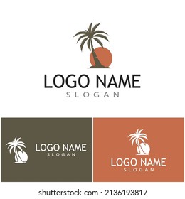 Palm tree summer logo template vector illustration