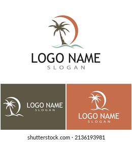 Palm tree summer logo template vector illustration