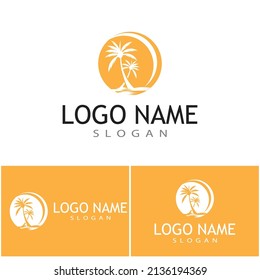 Palm tree summer logo template vector illustration