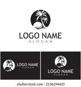 Palm tree summer logo template vector illustration