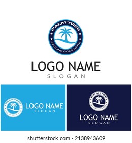 Plantilla de logotipo de verano de árbol de palma ilustración vectorial