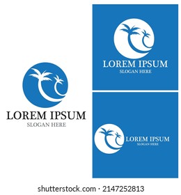 Palm tree summer logo template vector illustration