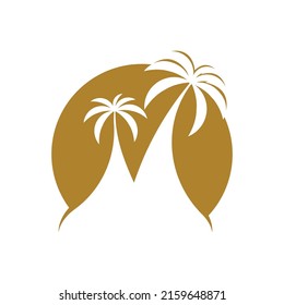 Palm tree summer logo template vector illustration