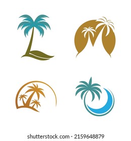 Palm tree summer logo template vector illustration
