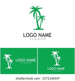 Palm tree summer logo template vector illustration