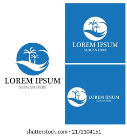 Palm tree summer logo template vector illustration