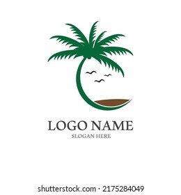 Palm tree summer logo template vector illustration