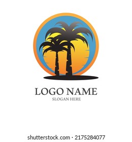 Palm tree summer logo template vector illustration