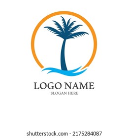 Palm tree summer logo template vector illustration
