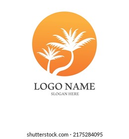 Palm tree summer logo template vector illustration