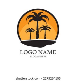 Palm tree summer logo template vector illustration